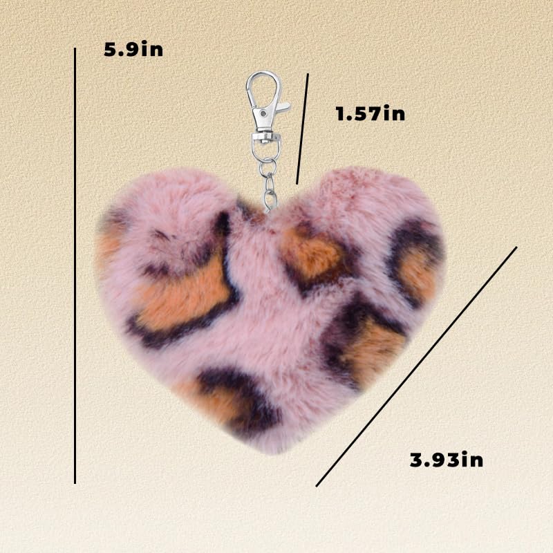 Leopard Faux Fur Keychain for Purse Charms for Handbags Leopard Plush Key Chain for Car Keys - color: Color 8