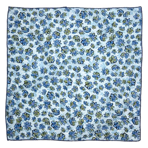 Cotton Bandana,Large Bandanas for Women,Head Coverings for Women,Head Scarf Handkerchief, Square Headband 27" x 27" - color: 27-15-petal-blue