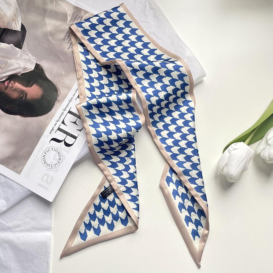 4/40 Pcs Hair Scarf for Women, 35"x2.36" Lightweight Silk Headband, Purse & Bag Scarves Gift Collection - color: Royal Blue