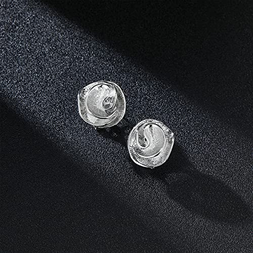 Mytys Two Tone Earrings for Women Gold and Silver Crossover Half Hoop Statement Earring Designer Stud Earrings - color: flower Silver