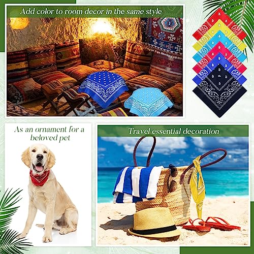 Handepo 150 Pcs Bandanas Bulk, Colorful Paisley Bandanas Unisex Head Wrap Scarf Cowboy Headband Handkerchief - color: Bright Color