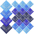 Suhine 24 Pcs Bandanas Bulk for Women Men 22 x 22 Inch Paisley Outdoor Headband Cowboy Handkerchief Summer - color: Blue Tone