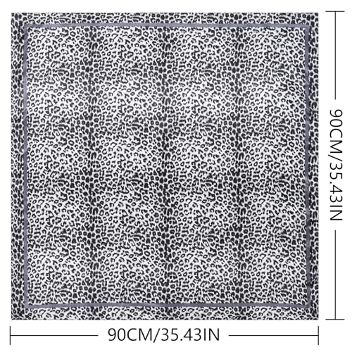 AWAYTR Satin Silk Scarf - Large Hair Bandana, Sleeping Wrap for Women - color: Leopard Print (Black&white)
