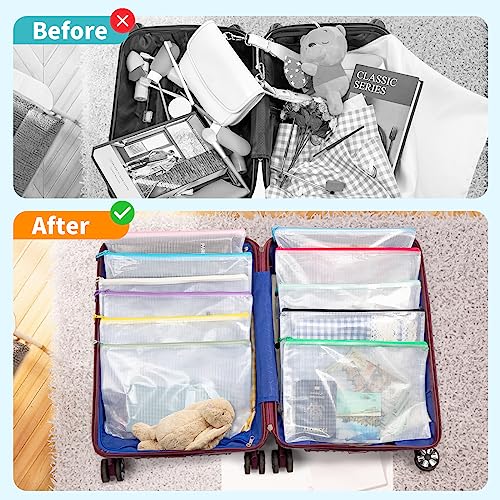 Umriox 24 Pack 12 Colors Zipper Pouches for Organizing, Letter Size, A4 Size, Zipper Bags for Puzzles & Board Game Storage, Office Supplies Travel Toiletries - style: A4-24P