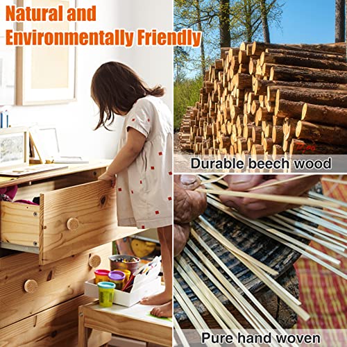 ANPHSIN 12 Pack Boho Wood Dresser Drawer Knobs- Handmade Rattan Woven Cabinet Knobs Pulls Handles with 24 Screws for Home Nursery Furniture - style: Round Rattan (12 Pcs)