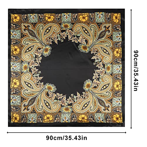 AWAYTR Satin Silk Scarf - Large Hair Bandana, Sleeping Wrap for Women - color: Cashew(black)