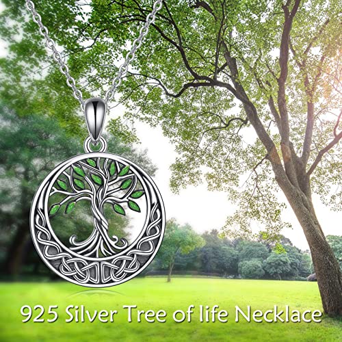 ONEFINITY Tree of Life Necklace 925 Sterling Silver Abalone Shell Celtic Knot Pendant Necklace for Women Jewelry - style: Green leaf tree of life
