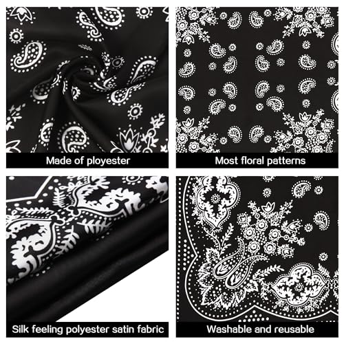 DOOBO Satin Head Scarf - 27.5 Inches Silk Bandana Hair Wrap Square Scarf for Women & Girls - color: Black