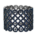 EVER FAITH Art Deco Love Knot Wide Stretch Bridal Bracelet Austrian Crystal - color: Blue Black-Tone