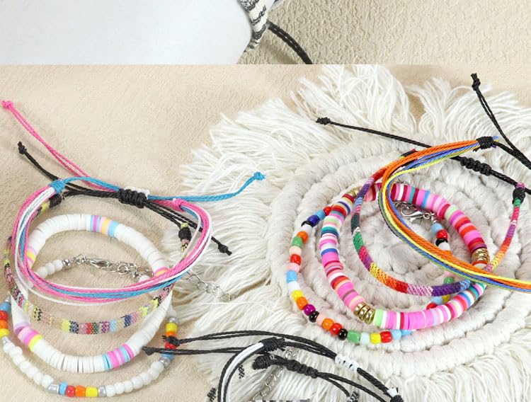Beach Bracelet Set for Men and Women, Surfer Men Bracelet, Braided Boho Summer Bracelets Adjustable Men's Bracelet Handmade Women Bracelet String Rope Ankle Bracelets Birthday Gift - style: 4pcs Boho Bracelets Ankles White