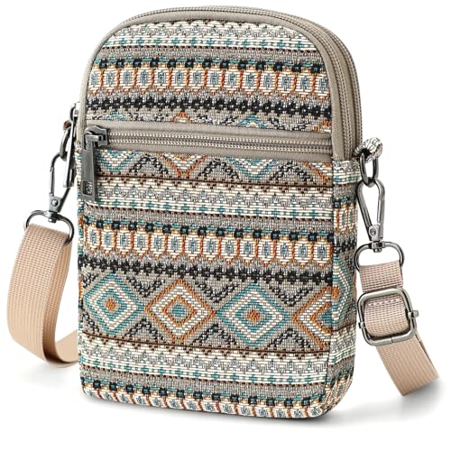 RFID Crossbody Bags For Women Travel, Small Cell Phone Purse - color: Geometry/Jacquard