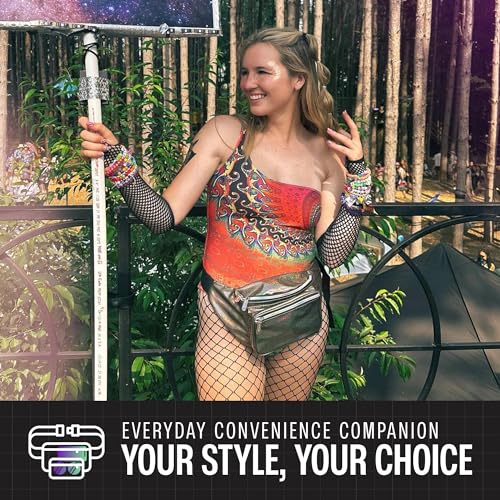 Holographic Fanny Pack Belt bag - Crossbody Waist Bag for Men or Women - Hands-Free, Waterproof Large Bumbag for Hiking, Running, and Travel (Copper Glitter) - color: Copper Glitter