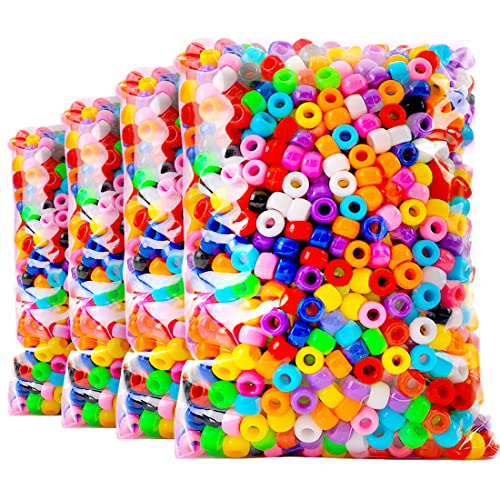 Praisebank 4000 pcs Multi-Color Pony Beads, Hair Beads, Beads for Jewelry Making, Beads for Crafts, Beads for Hair Braids… - color: Multi-colored
