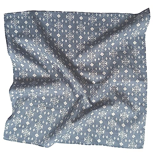 AVKA Studio 100% Cotton Bandanas for Women & Men, 2 Pack 20x20 Inch, 22x22 inch Hand Printed, Lightweight Cotton Handkerchief - color: Gray & White, size: 20 x 20 Inches
