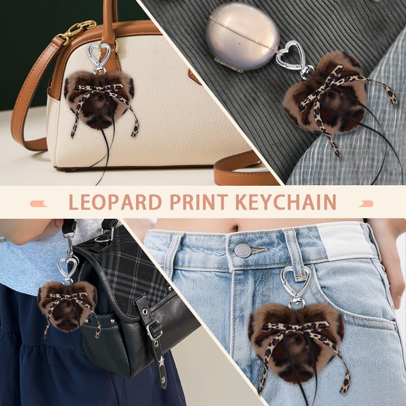 Leopard Faux Fur Keychain for Purse Charms for Handbags Leopard Plush Key Chain for Car Keys - color: Color 14