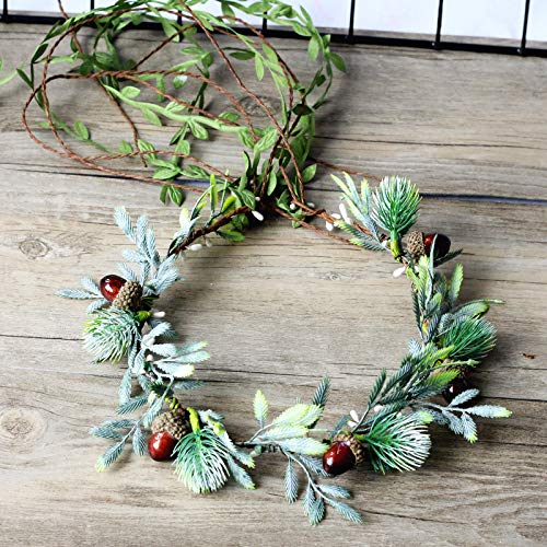 Vivivalue Vine Flower Crown Flower Garland Headband Hair Wreath Floral Headpiece Halo Pinecone Boho with Ribbon Wedding Party Festival Photos - color: U