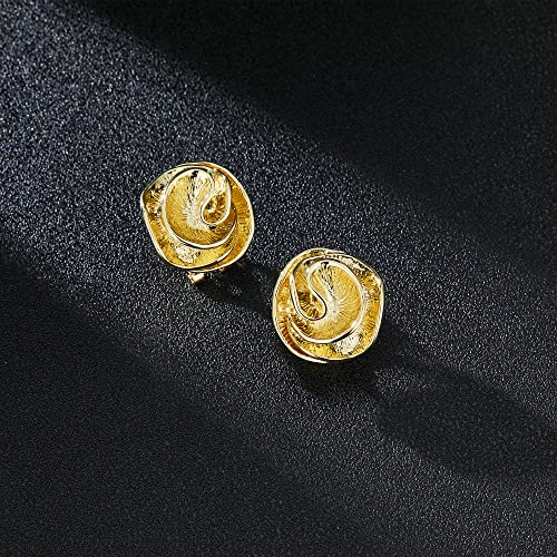 Mytys Two Tone Earrings for Women Gold and Silver Crossover Half Hoop Statement Earring Designer Stud Earrings - color: flower Gold