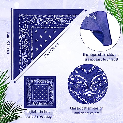 Handepo 150 Pcs Bandanas Bulk, Colorful Paisley Bandanas Unisex Head Wrap Scarf Cowboy Headband Handkerchief - color: Blue