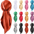 Hicarer 12 Pcs 35 Inch Satin Head Scarf Square Silk Like Neck Scarf Large Hair Scarf Silk Lightweight Hair Wrapping for Women - color: Simple Style
