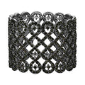 EVER FAITH Art Deco Love Knot Wide Stretch Bridal Bracelet Austrian Crystal - color: Grey Black-Tone