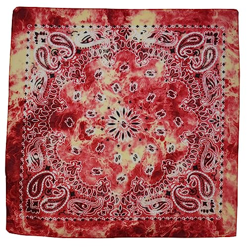 NYFASHION101 Unisex Double Sided Print Paisley Cotton Bandana Head Wrap Scarf - color: Red Beige Tie Dye