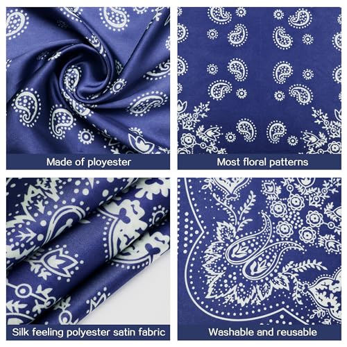 DOOBO Satin Head Scarf - 27.5 Inches Silk Bandana Hair Wrap Square Scarf for Women & Girls - color: Blue