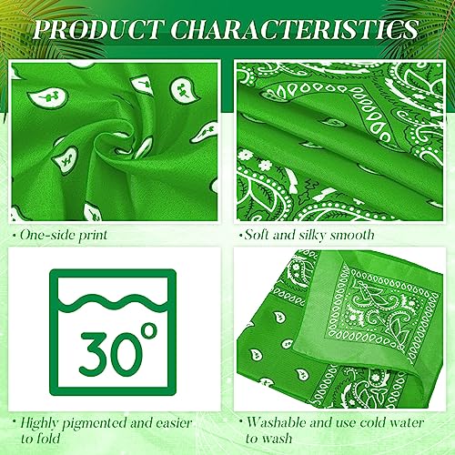 Handepo 200 Pcs Bandanas Bulk Paisley Bandanas Unisex Head Wrap Scarf Cowboy Headband Handkerchief for Women Men - color: Dark Green, Light Green