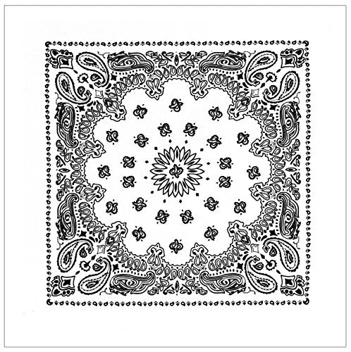 Rothco Trainmen Paisley Bandana 27” x 27” Extra‑Large 100% Cotton Head Wrap Scarf Multi‑Use - color: White
