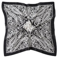 CHUNG Women's Scarf Hair Bandanas Square 27.5" Satin Wrap Fashion Pattern Scarves Emulation Silk Handbag Ribbons Necktie - color: Black Paisley