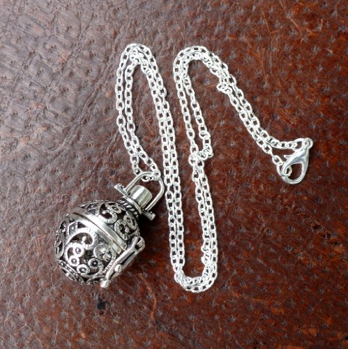 UMBRELLALABORATORY Steampunk FIRE Necklace - Pendant Glow Locket - Great Gifts for women, Mother, Father, cute magical Jewelry - color: red