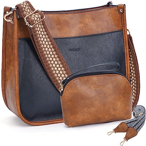 HKCLUF Crossbody Bag Purse for Women 2PCS/Set Leather Hobo Handbag Wallet Set With 2Adjustable Guitar Strap Shoulder Bag | Purse - color: A25-black Brown