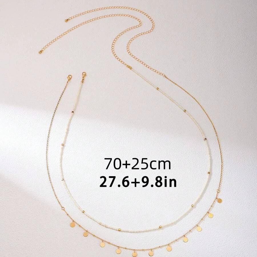 Body Chain Gold Waist Chains for Women Belly Layered Beach Waist Chains Adjustable Sexy Bikini Boho Chain - style: beads round
