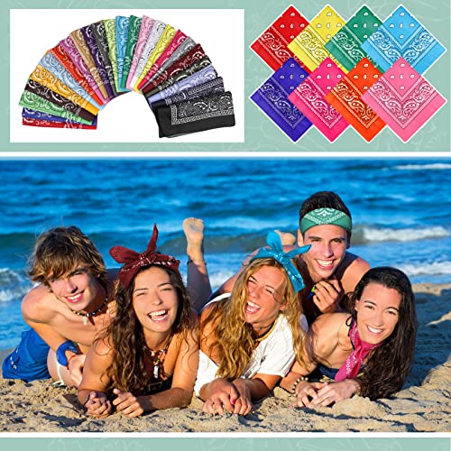 Handepo 150 Pcs Bandanas Bulk, Colorful Paisley Bandanas Unisex Head Wrap Scarf Cowboy Headband Handkerchief - color: Mixed Color
