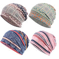 Women's Baggy Slouchy Beanie Chemo Hat Cap Scarf - color: ?4 Pack-multicolor C