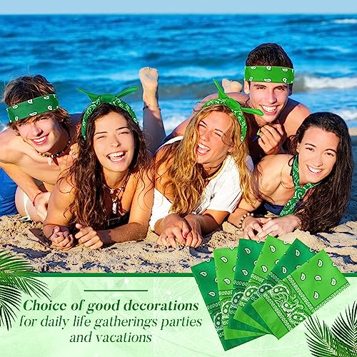 Handepo 200 Pcs Bandanas Bulk Paisley Bandanas Unisex Head Wrap Scarf Cowboy Headband Handkerchief for Women Men - color: Dark Green, Light Green
