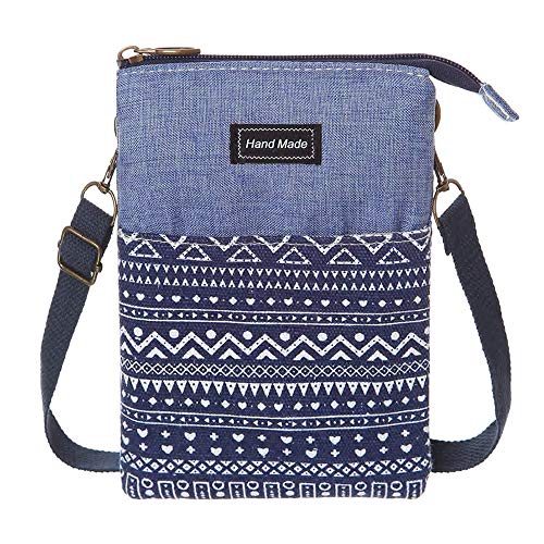 Roomy Cell Phone Purse Wallet Canvas Small Crossbody Purse Bags with Shoulder Strap For Women teen girlsl | Roomy - color: P-blue