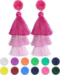 Tassel Earrings for Women - Colorful Layered Tassle Dangle Drop Earrings - color: Pink Ombre