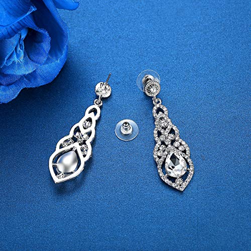 Women's Alloy Teardrop Crystal Chandelier Dangle Earrings - color: A-clear
