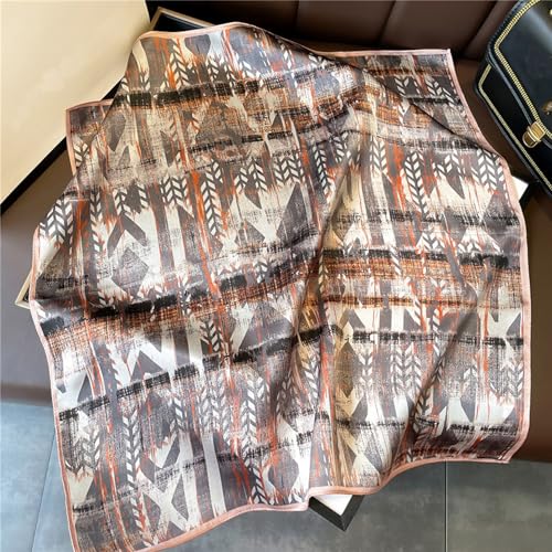Aufeel Women's 100% Pure Mulberry Silk Small Square Scarf - Neckerchief Women - Silk Headscarf - 21" x 21" - color: Brown1