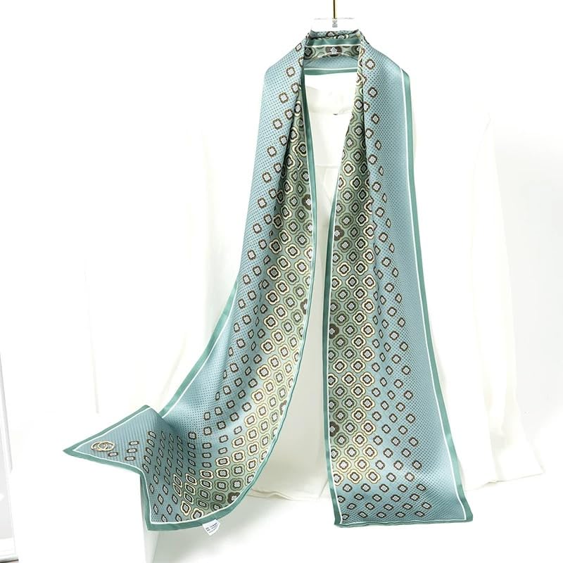 ANDANTINO 100% Silk Scarf for Women 59”*6.3” Long Shawls for Headscarf and Neck- Oblong Hair Wraps with Gift Packed - color: Blue