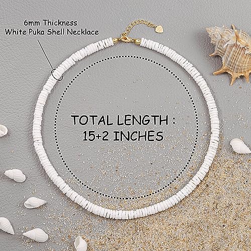 CANEVINKA Bohemian Beaded Choker Necklace 18K Gold Plated Bead Pendant Necklace Vintage Handmade Jewelry for Women - style: Puka Shell