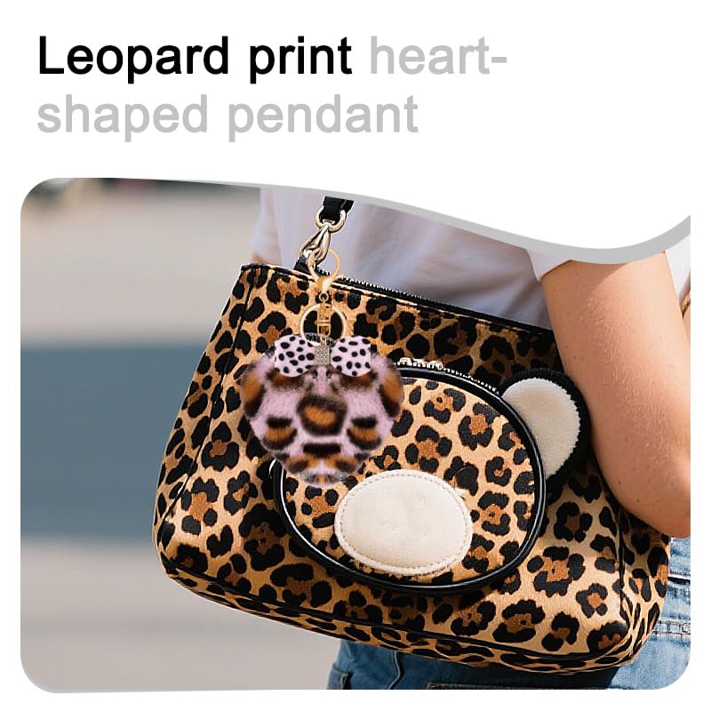 Leopard Faux Fur Keychain for Purse Charms for Handbags Leopard Plush Key Chain for Car Keys - color: Color a