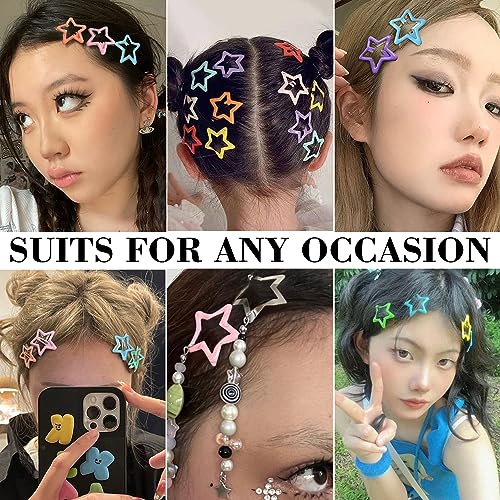13 PCS 1.65" Metal Hair Accessories - Snap Barrettes with Non-Slip Star Clips for Girls in Multiple Colors - color: Multiple Colors 1.65"(13PCS)