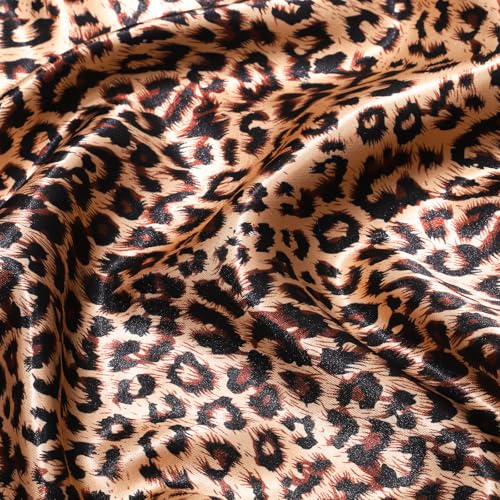 AWAYTR Satin Silk Scarf - Large Hair Bandana, Sleeping Wrap for Women - color: Leopard Print (Coffee)