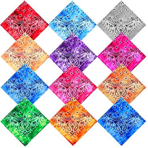 URATOT 12Pcs Paisley Cotton Bandana Printed Head Scarf Set | Rich color options classic paisley printed available for both adults and children with diverse usage scenarios - color: Mixed 12 Colors G