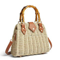 ZIDE Straw Crossbody for Women Woven Summer Beach Handmade Wicker Rattan Bamboo Joint Bag Boho Satchel for summer Holiday - color: Beige