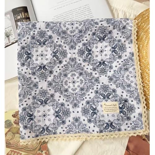 Soft Cotton Like Lace Bandana Headband, Head Wrap, Protective Coverage, Hair Neck Scarf for Women 24 x 24 inch - color: Cas003 - Paisley W