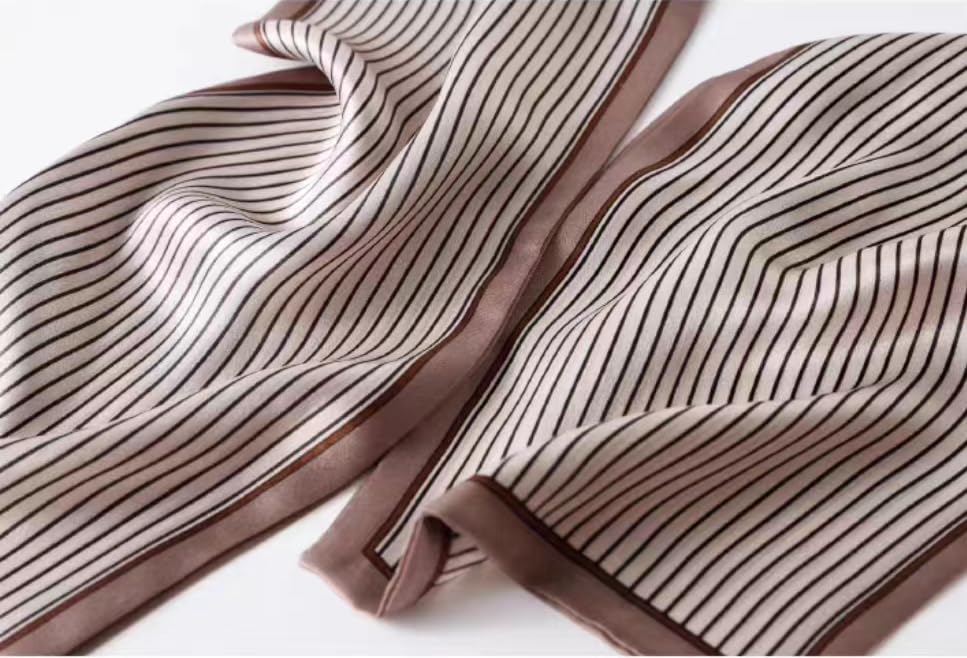 ANDANTINO 100% Silk Scarf for Women 59”*6.3” Long Shawls for Headscarf and Neck- Oblong Hair Wraps with Gift Packed - color: Stripes