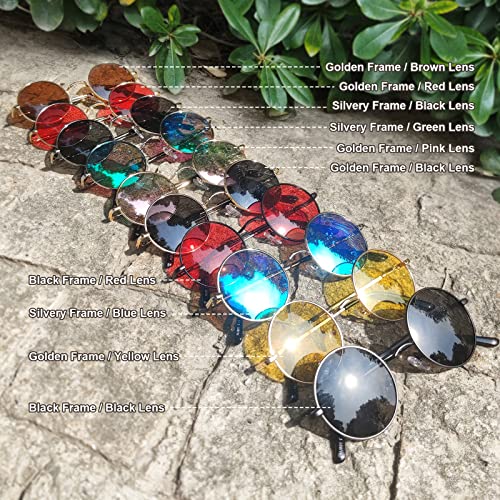 Round Polarized Sunglasses Men Women,Retro Metal Hippie Shades with 100% UV Protection - color: A01- Black Frame Black Lens