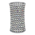 Szxc Womens Ballroom Rhinestone Stretch Cuff Bracelets Fit Wrist Circumference from 6.5" to 7.8" - Lead & Nickle Free - color: Color-Changing Silver